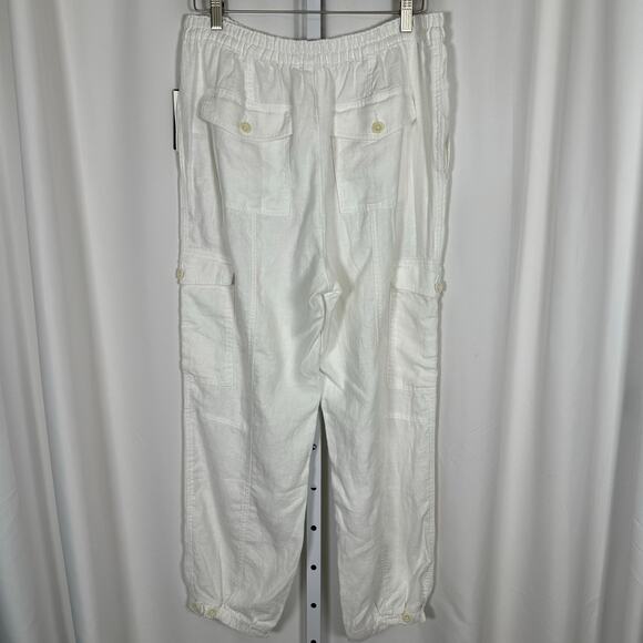 Lauren‎ Ralph Lauren White Linen Cargo Jogger Pants NWT Sz 12 Preppy Coastal - Picture 7 of 13